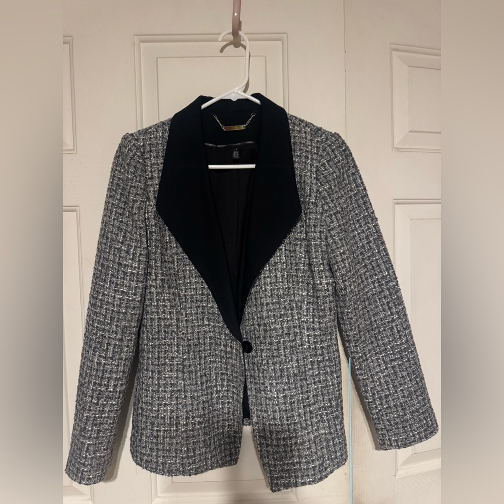 Women's Black and Gray Tweed Jacket